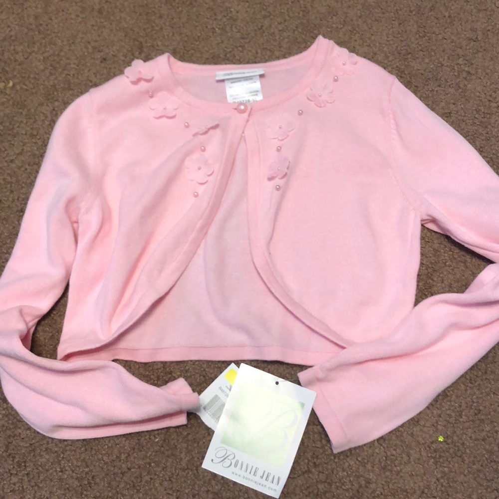 NWT Girl’s Bonnie Jean size medium pink cardigan